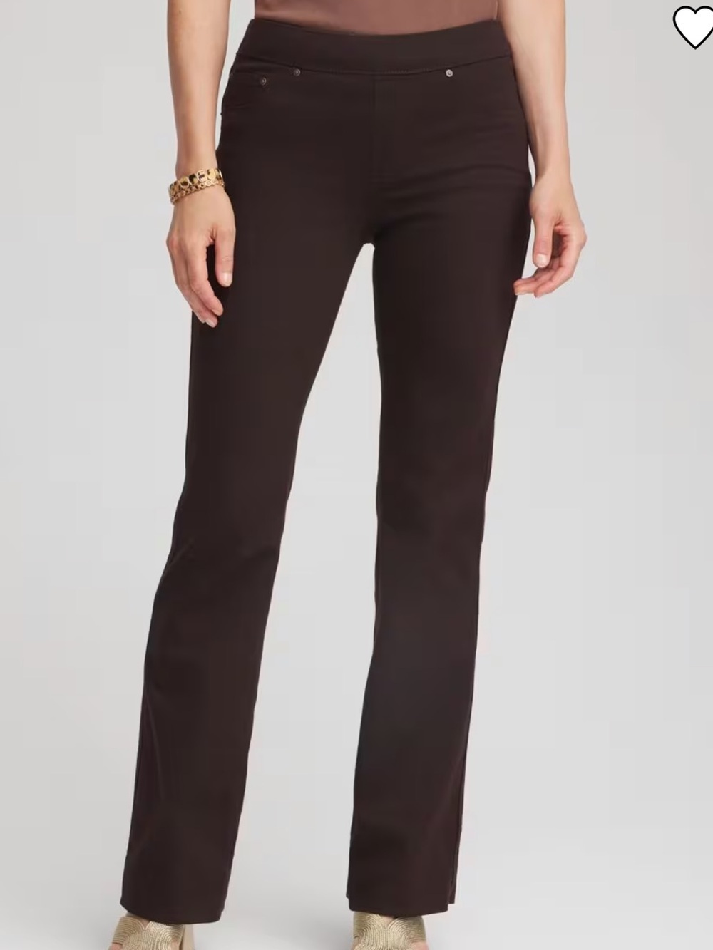 Chicos Pull On Slim Boot Jeans Womens 20R Brown Stretch